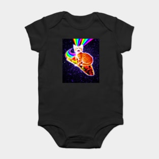 Rainbow Laser Eyes Galaxy Cat Riding Taco Baby Bodysuit